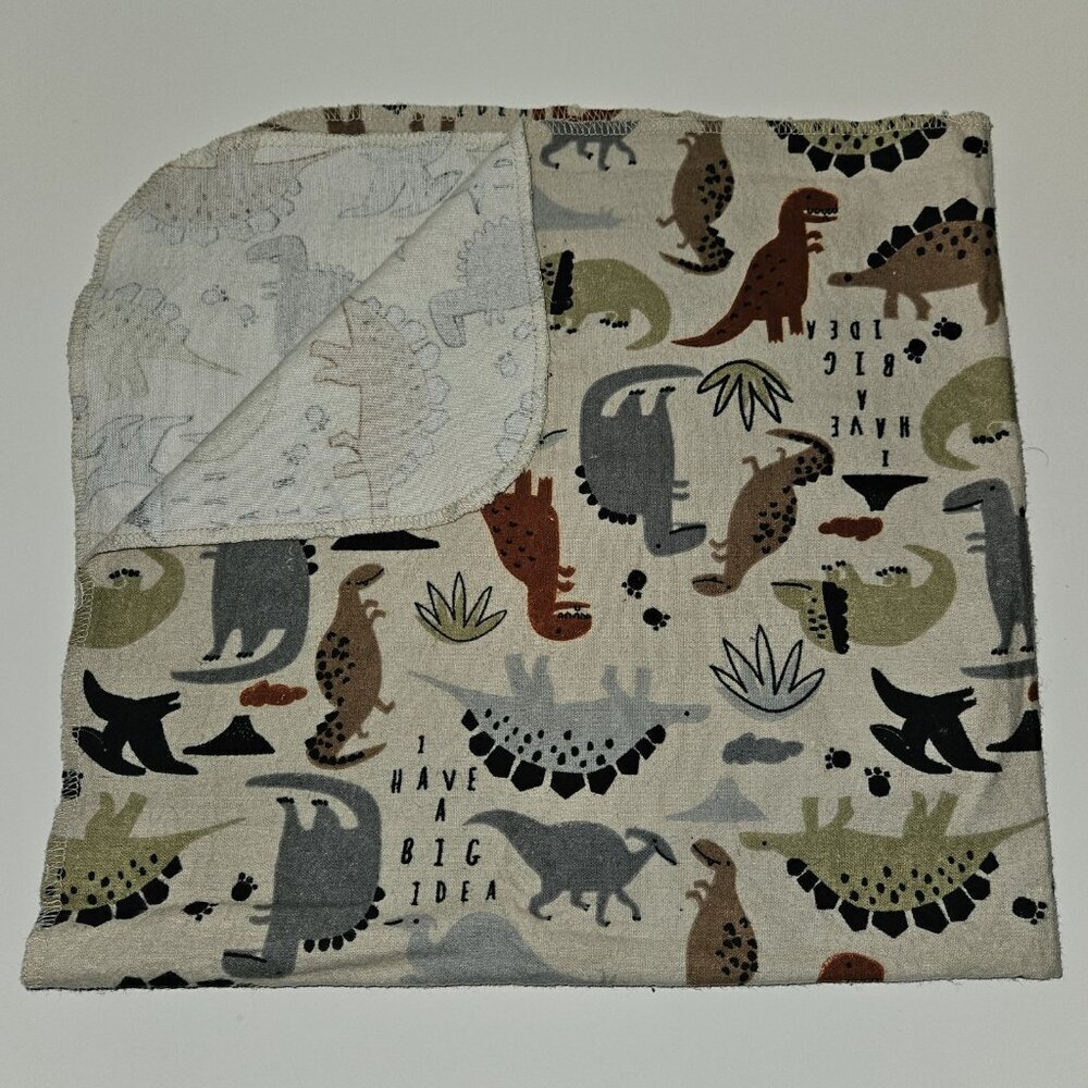 Gerber Tan Dinosaur Receiving Blanket 100% Cotton Brown Volcano I Have Big Idea